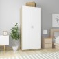 vidaXL Armario de madera contrachapada blanco y roble 90x52x200cm vidaXL Armario de madera contrachapada blanco y roble 90x52x200cm