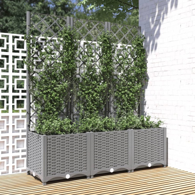 vidaXL Jardinera con enrejado PP gris claro 120x40x136 cm vidaXL Jardinera con enrejado PP gris claro 120x40x136 cm
