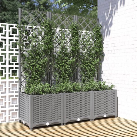vidaXL Jardinera con enrejado PP gris claro 120x40x136 cm