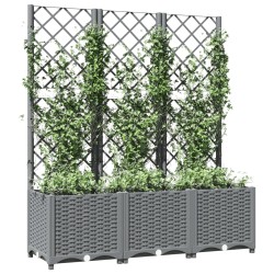 vidaXL Jardinera con enrejado PP gris claro 120x40x136 cm