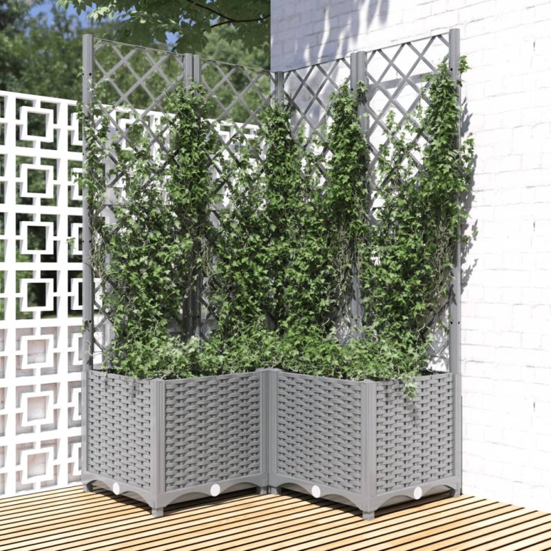 vidaXL Jardinera con enrejado PP gris claro 80x80x136 cm vidaXL Jardinera con enrejado PP gris claro 80x80x136 cm