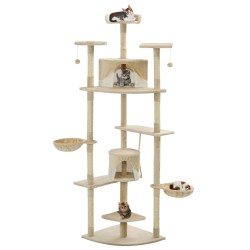 vidaXL  Rascador para gatos con poste de sisal 203 cm beige y blanco