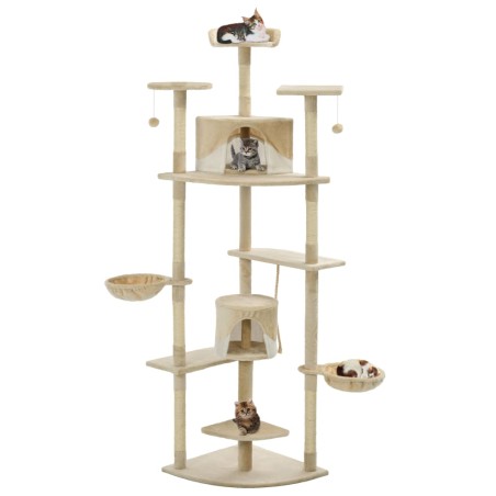 vidaXL  Rascador para gatos con poste de sisal 203 cm beige y blanco