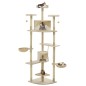 vidaXL  Rascador para gatos con poste de sisal 203 cm beige y blanco