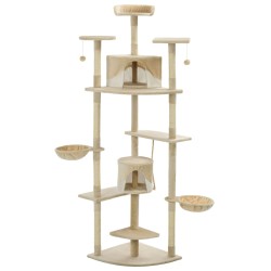 vidaXL  Rascador para gatos con poste de sisal 203 cm beige y blanco