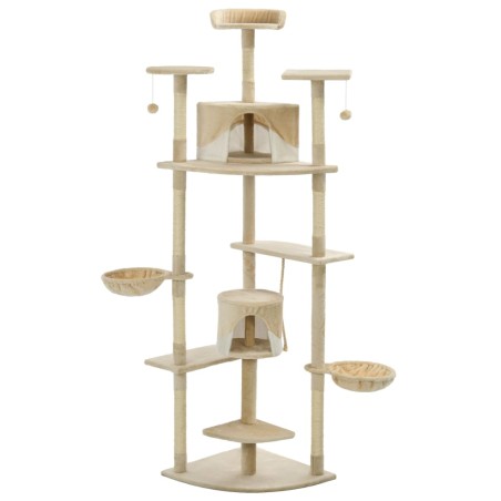vidaXL  Rascador para gatos con poste de sisal 203 cm beige y blanco