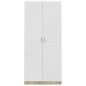 vidaXL Armario de madera contrachapada blanco y roble 90x52x200cm vidaXL Armario de madera contrachapada blanco y roble 90x52x200cm