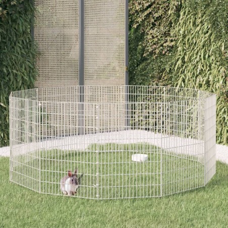 vidaXL Jaula para conejos 12 paneles hierro galvanizado 54x80 cm