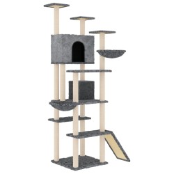 vidaXL Rascador para gatos con postes de sisal gris oscuro 191 cm