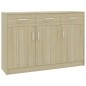 vidaXL Aparador de madera contrachapada color roble Sonoma 110x30x75cm vidaXL Aparador de madera contrachapada color roble Sonoma 110x30x75cm