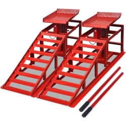 vidaXL Rampas de reparación de coches 2 uds acero rojo