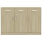 vidaXL Aparador de madera contrachapada color roble Sonoma 110x30x75cm vidaXL Aparador de madera contrachapada color roble Sonoma 110x30x75cm