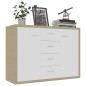 vidaXL Aparador madera contrachapada blanco y roble Sonoma 88x30x65 cm vidaXL Aparador madera contrachapada blanco y roble Sonoma 88x30x65 cm