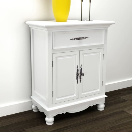 vidaXL Armario con 2 puertas y 1 cajón madera blanco