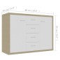 vidaXL Aparador madera contrachapada blanco y roble Sonoma 88x30x65 cm vidaXL Aparador madera contrachapada blanco y roble Sonoma 88x30x65 cm
