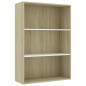 vidaXL Estantería de3 niveles contrachapada blanca roble 80x30x114cm vidaXL Estantería de3 niveles contrachapada blanca roble 80x30x114cm