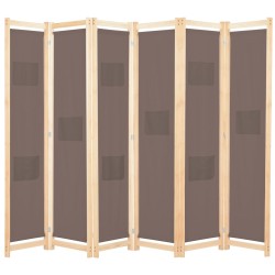 vidaXL Biombo divisor de 6 paneles de tela marrón 240x170x4 cm