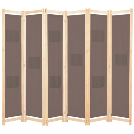 vidaXL Biombo divisor de 6 paneles de tela marrón 240x170x4 cm