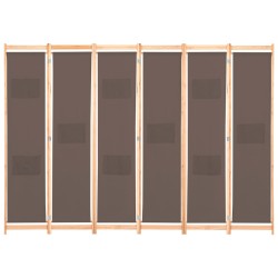 vidaXL Biombo divisor de 6 paneles de tela marrón 240x170x4 cm