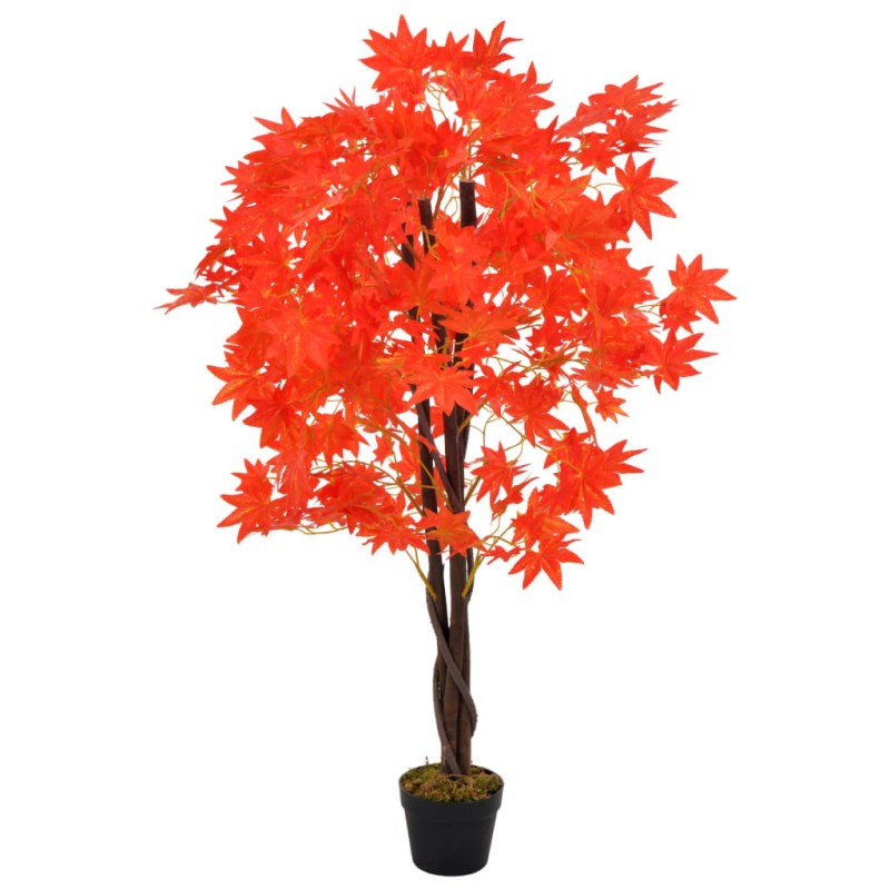 vidaXL Planta artificial árbol de arce con macetero rojo 120 cm vidaXL Planta artificial árbol de arce con macetero rojo 120 cm