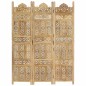 vidaXL Biombo de 3 paneles tallado a mano madera de mango 120x165 cm vidaXL Biombo de 3 paneles tallado a mano madera de mango 120x165 cm