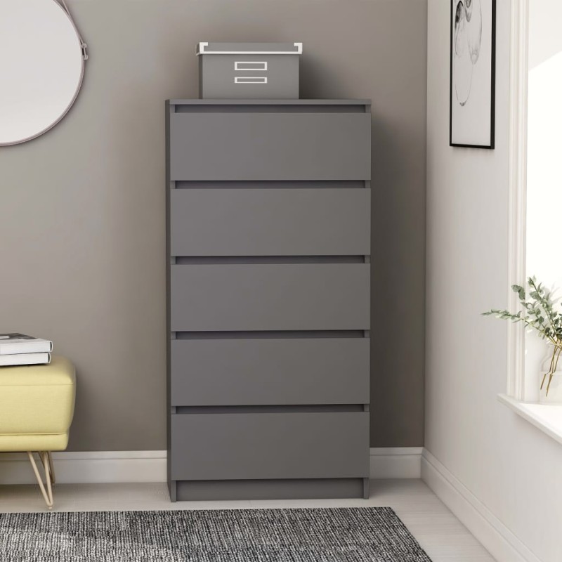 vidaXL Aparador con cajones madera contrachapada gris 60x35x121 cm vidaXL Aparador con cajones madera contrachapada gris 60x35x121 cm