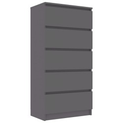 vidaXL Aparador con cajones madera contrachapada gris 60x35x121 cm