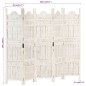 vidaXL Biombo 5 paneles tallado a mano madera mango blanco 200x165 cm vidaXL Biombo 5 paneles tallado a mano madera mango blanco 200x165 cm