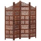 vidaXL Biombo 4 paneles tallado a mano madera mango marrón 160x165 cm vidaXL Biombo 4 paneles tallado a mano madera mango marrón 160x165 cm