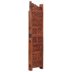 vidaXL Biombo 4 paneles tallado a mano madera mango marrón 160x165 cm