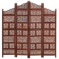 vidaXL Biombo 4 paneles tallado a mano madera mango marrón 160x165 cm vidaXL Biombo 4 paneles tallado a mano madera mango marrón 160x165 cm