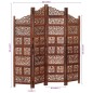 vidaXL Biombo 4 paneles tallado a mano madera mango marrón 160x165 cm vidaXL Biombo 4 paneles tallado a mano madera mango marrón 160x165 cm