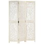 vidaXL Biombo 3 paneles tallado a mano madera mango blanco 120x165 cm vidaXL Biombo 3 paneles tallado a mano madera mango blanco 120x165 cm