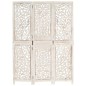 vidaXL Biombo 3 paneles tallado a mano madera mango blanco 120x165 cm vidaXL Biombo 3 paneles tallado a mano madera mango blanco 120x165 cm