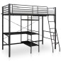 vidaXL Estructura de litera con mesa de metal negro 90x200 cm vidaXL Estructura de litera con mesa de metal negro 90x200 cm