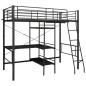 vidaXL Estructura de litera con mesa de metal negro 90x200 cm vidaXL Estructura de litera con mesa de metal negro 90x200 cm
