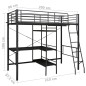 vidaXL Estructura de litera con mesa de metal negro 90x200 cm vidaXL Estructura de litera con mesa de metal negro 90x200 cm