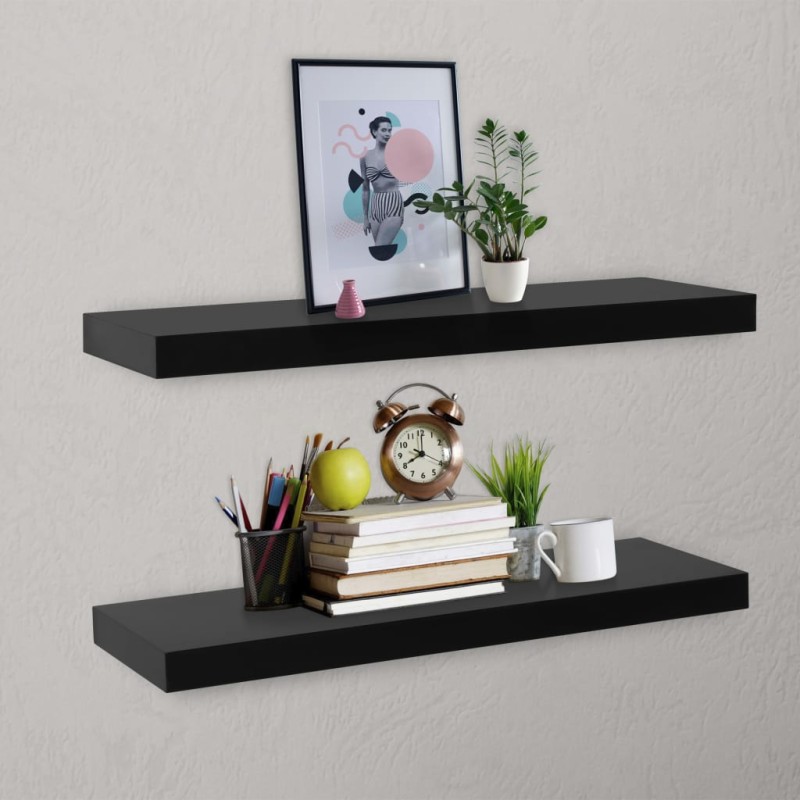 vidaXL Estantes flotantes de pared 2 unidades negro 80x20x3,8 cm vidaXL Estantes flotantes de pared 2 unidades negro 80x20x3,8 cm