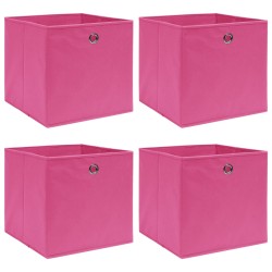 vidaXL Cajas de almacenaje 4 uds tela rosa 32x32x32 cm