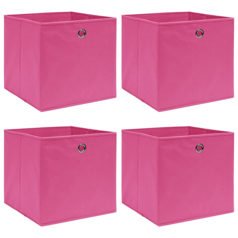 vidaXL Cajas de almacenaje 4 uds tela rosa 32x32x32 cm vidaXL Cajas de almacenaje 4 uds tela rosa 32x32x32 cm
