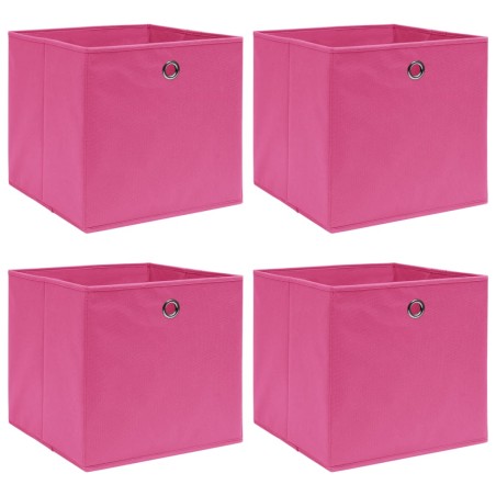 vidaXL Cajas de almacenaje 4 uds tela rosa 32x32x32 cm