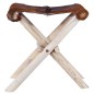 vidaXL Taburete plegable de cuero auténtico y madera de teca maciza vidaXL Taburete plegable de cuero auténtico y madera de teca maciza
