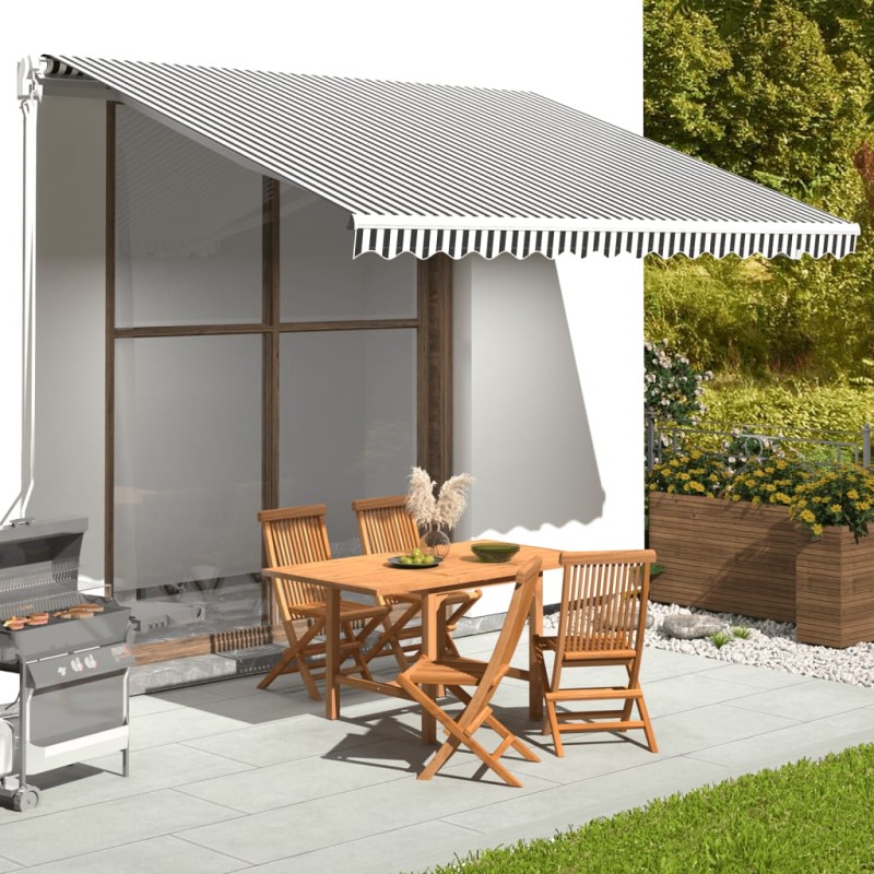 vidaXL Tela de repuesto para toldo gris antracita y blanco 4x3 m vidaXL Tela de repuesto para toldo gris antracita y blanco 4x3 m