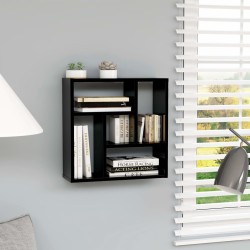 vidaXL Estantería pared contrachapada negro brillo 45,1x16x45,1 cm