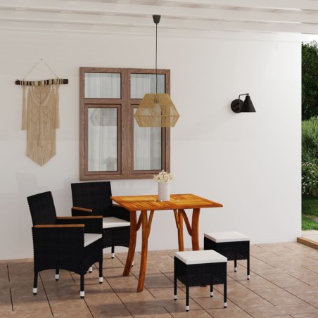 vidaXL Juego de comedor de jardín de 5 piezas negro