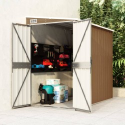 vidaXL Cobertizo jardín pared acero galvanizado marrón 118x194x178 cm