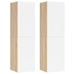 vidaXL Muebles TV 2 uds contrachapada blanco roble 30,5x30x110 cm