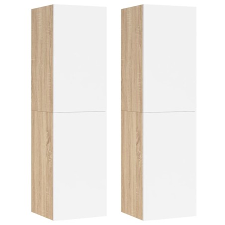 vidaXL Muebles TV 2 uds contrachapada blanco roble 30,5x30x110 cm