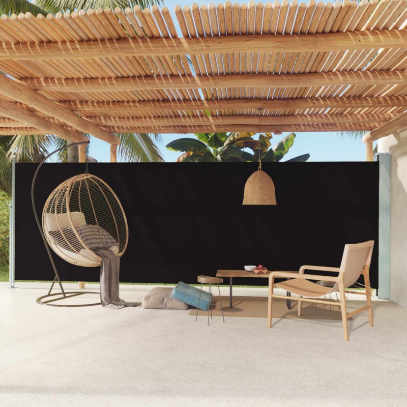 vidaXL Toldo lateral retráctil de jardín negro 180x600 cm vidaXL Toldo lateral retráctil de jardín negro 180x600 cm