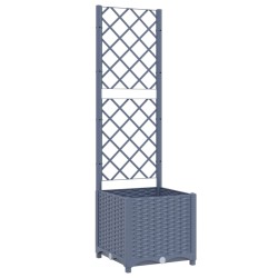 vidaXL Jardinera con enrejado PP gris oscuro 40x40x136 cm
